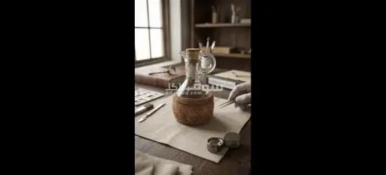 زجاجه أثرية منسوجه بقش